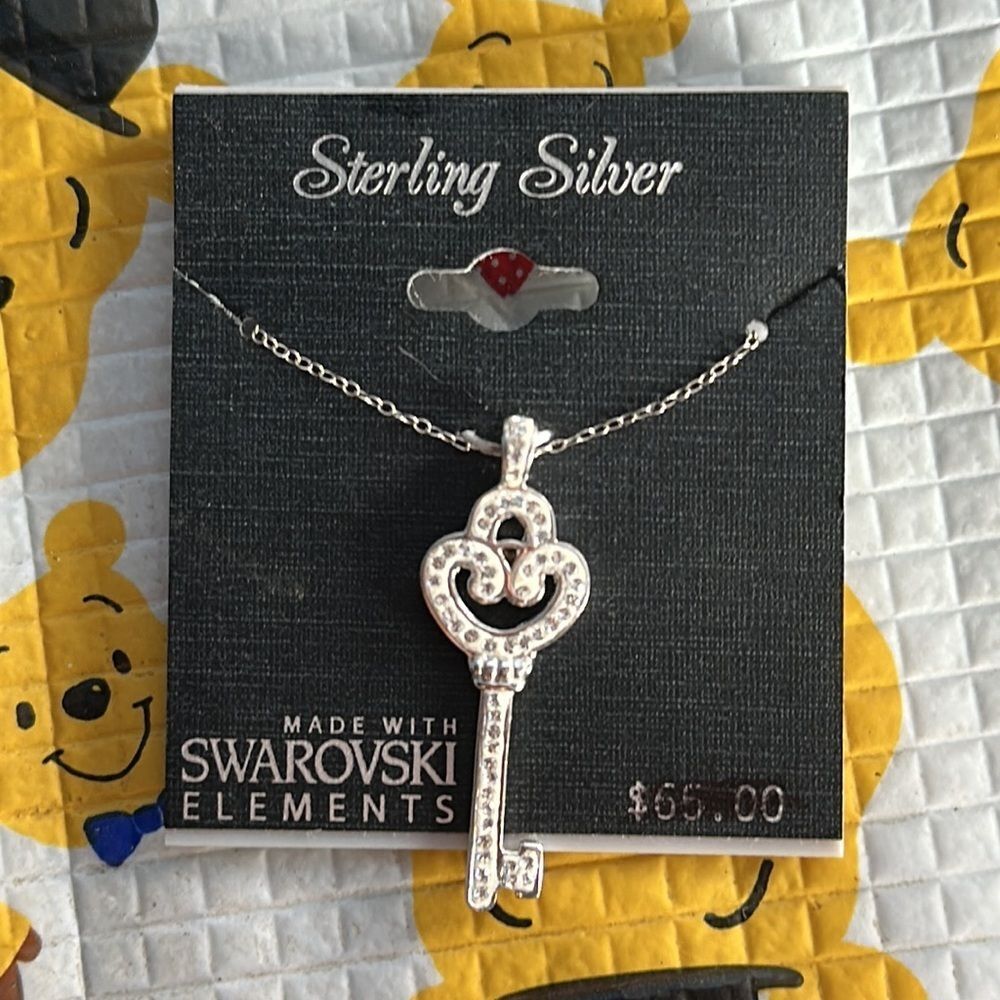 Sterling Silver Key Austrian Crystals Pendant Necklace Women’s Jewelry